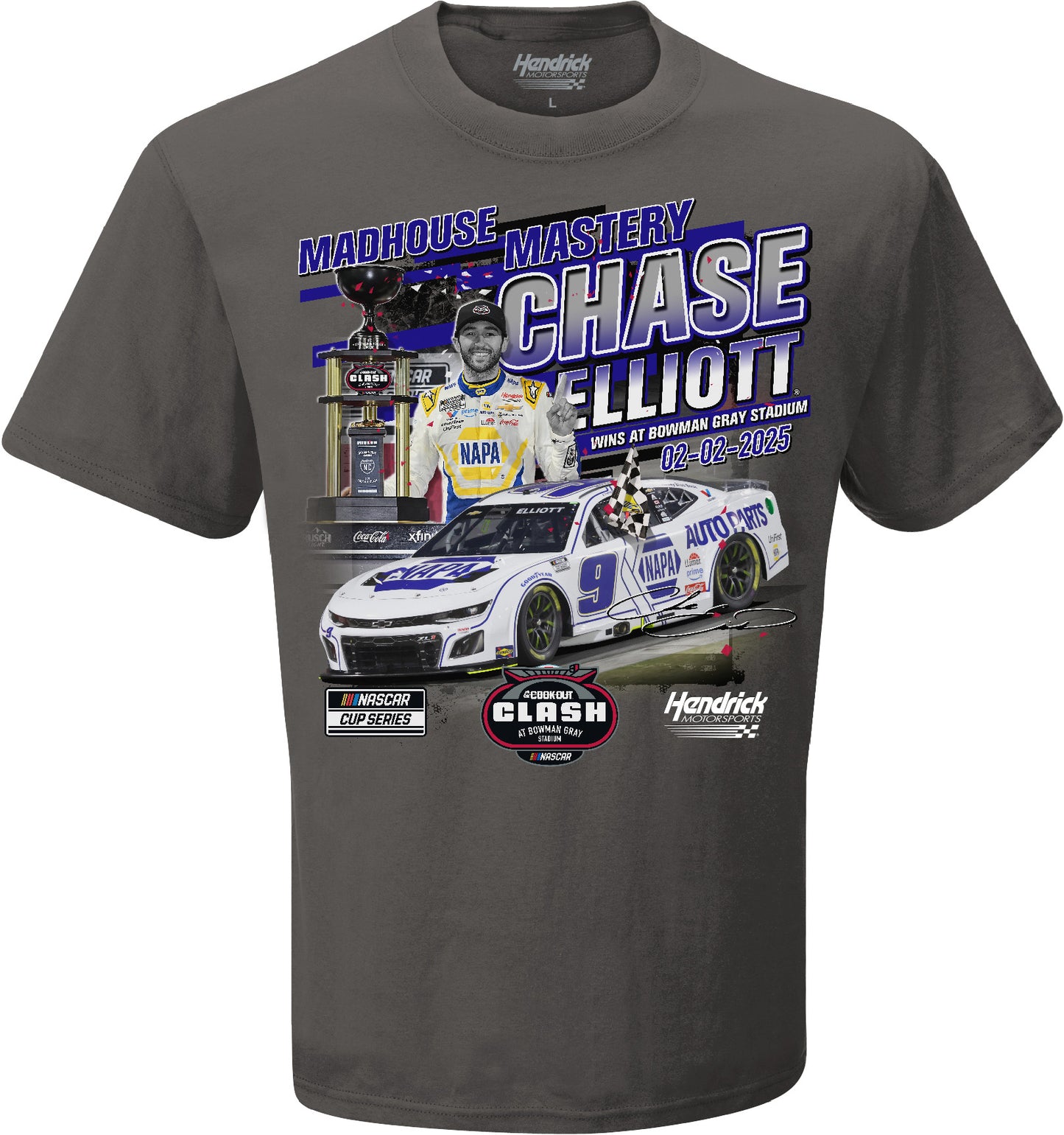 Chase Elliott 2025 Clash Win T-Shirt - Bowman Gray Stadium
