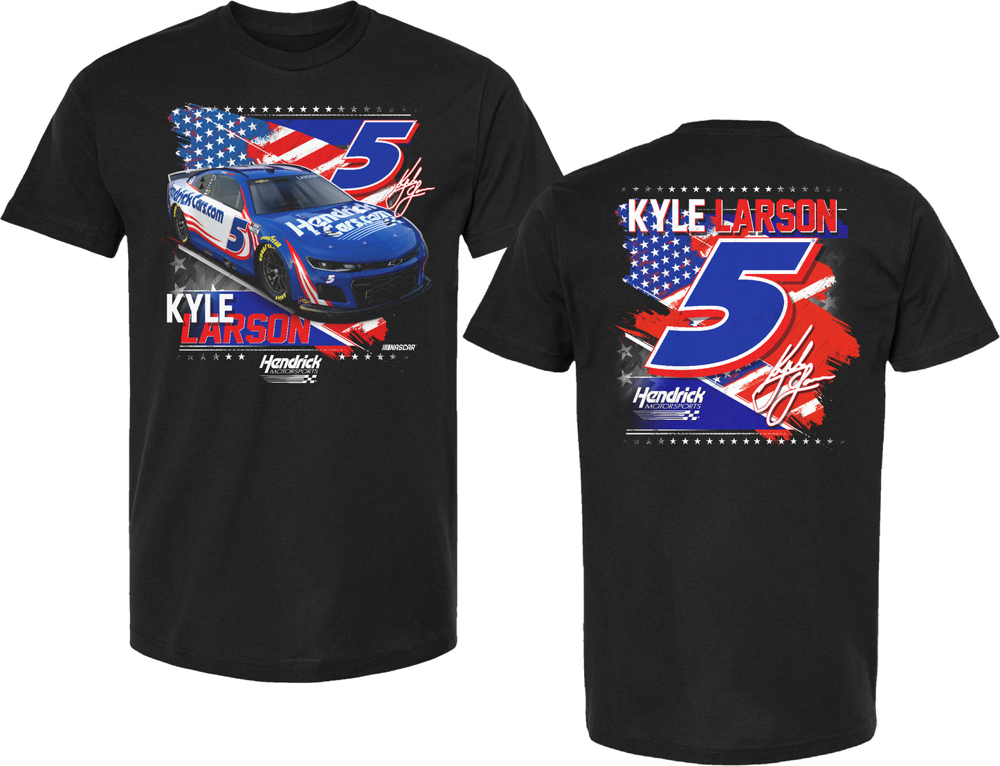 Kyle Larson 2025 HendrickCars.com Patriotic Car T-Shirt - Black