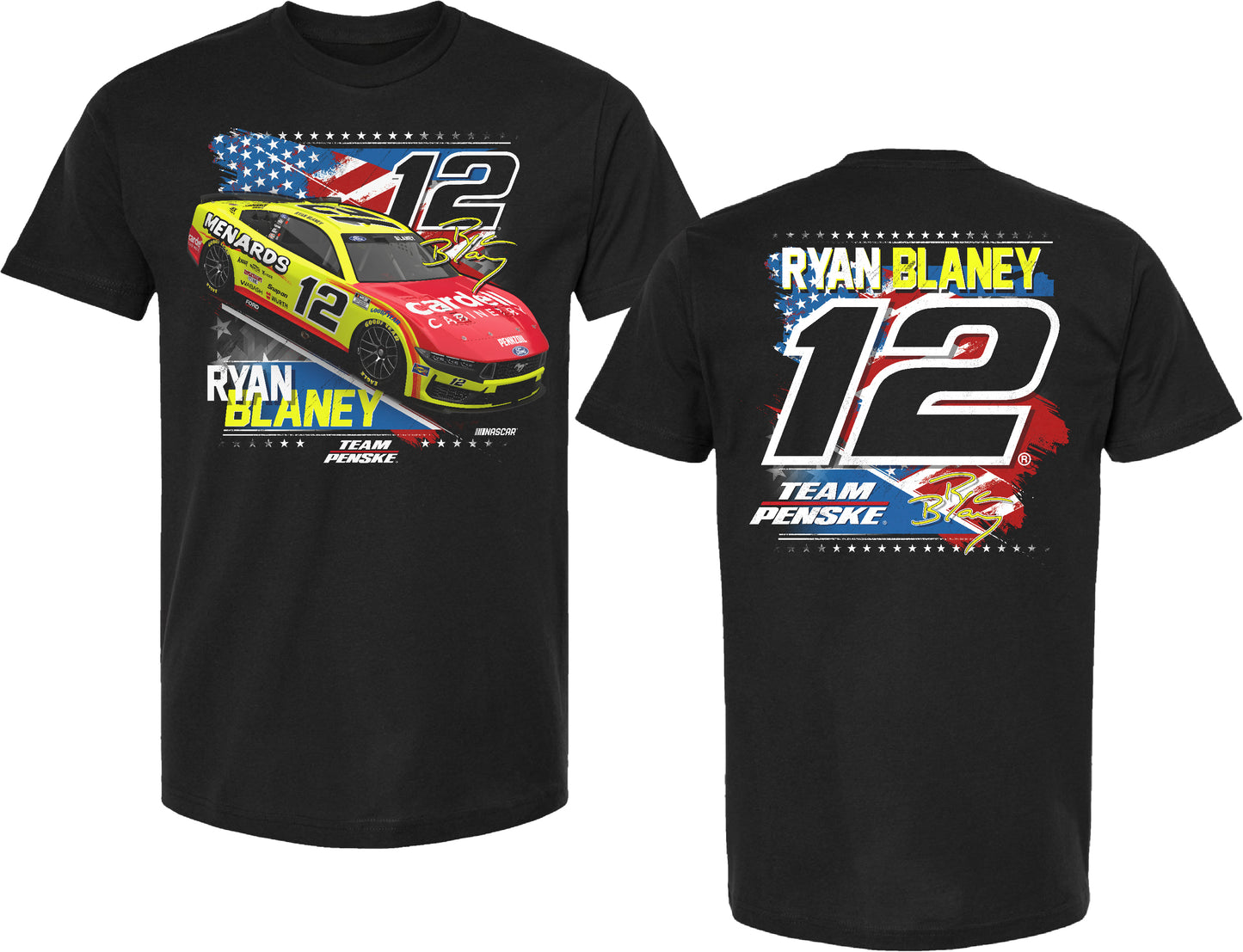 Ryan Blaney 2025 Menards Patriotic Car T-Shirt - Black