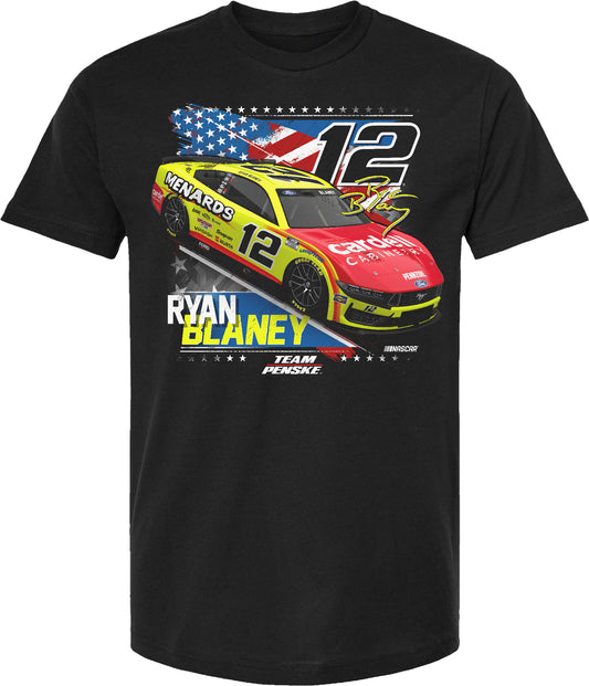Ryan Blaney 2025 Menards Patriotic Car T-Shirt - Black
