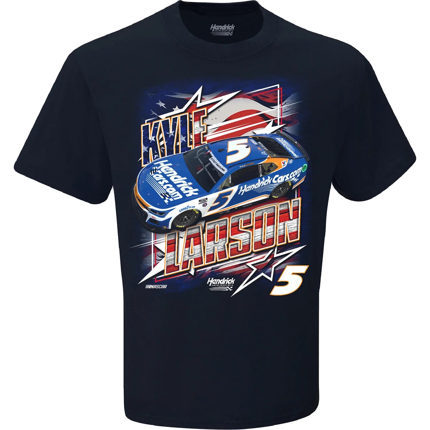 Kyle Larson Hendrick Motorsports Team Collection Hendrickcars.com Patriotic Car T-Shirt - Navy