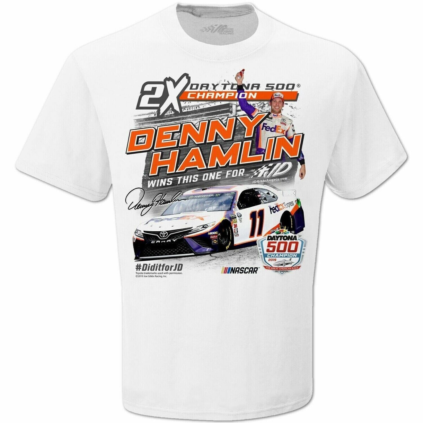 Denny Hamlin 2019 Daytona 500 Win T-shirt - White